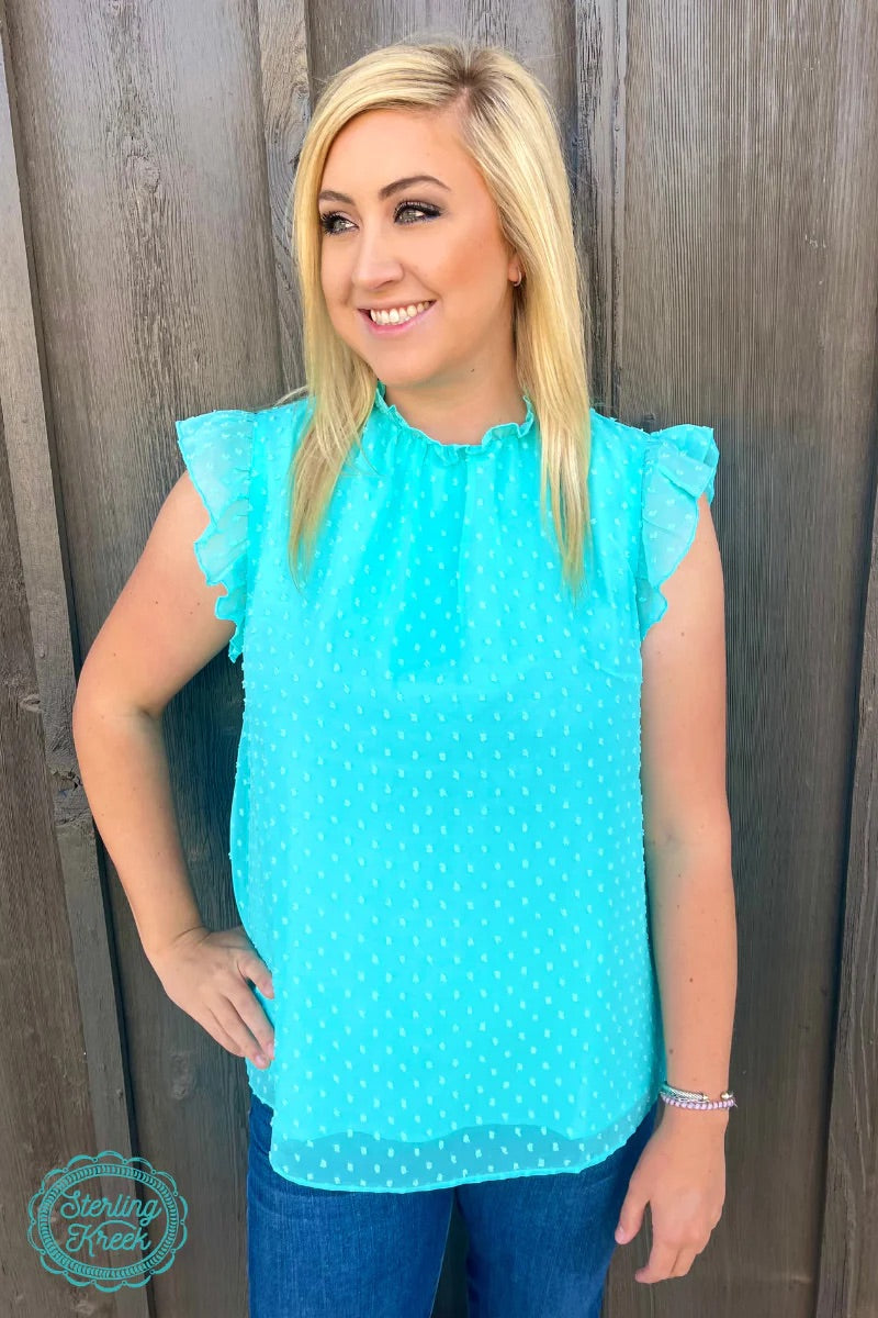 Babydoll Swiss Dot Top - Turquoise