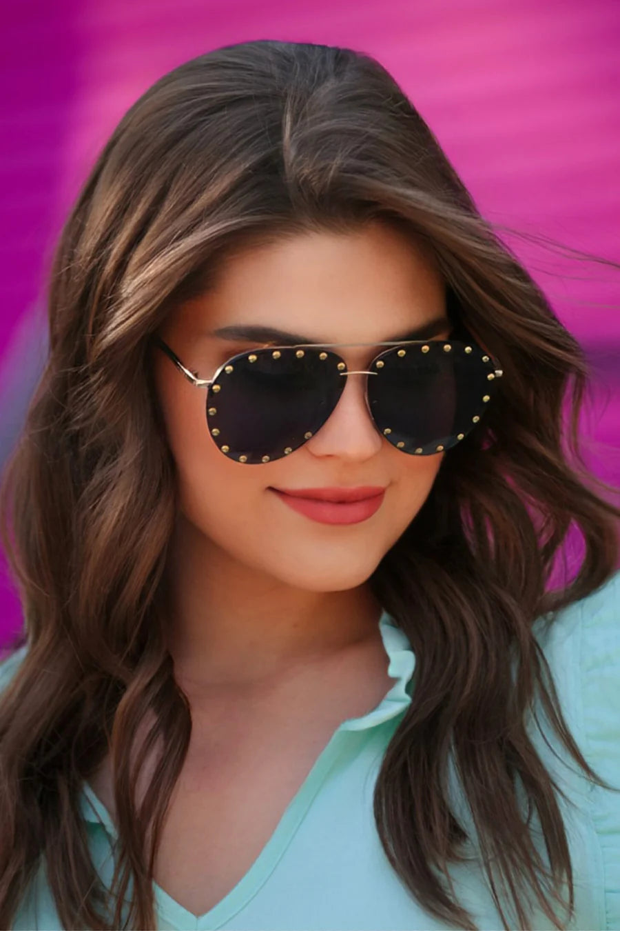 Studded Aviator Sunglasses