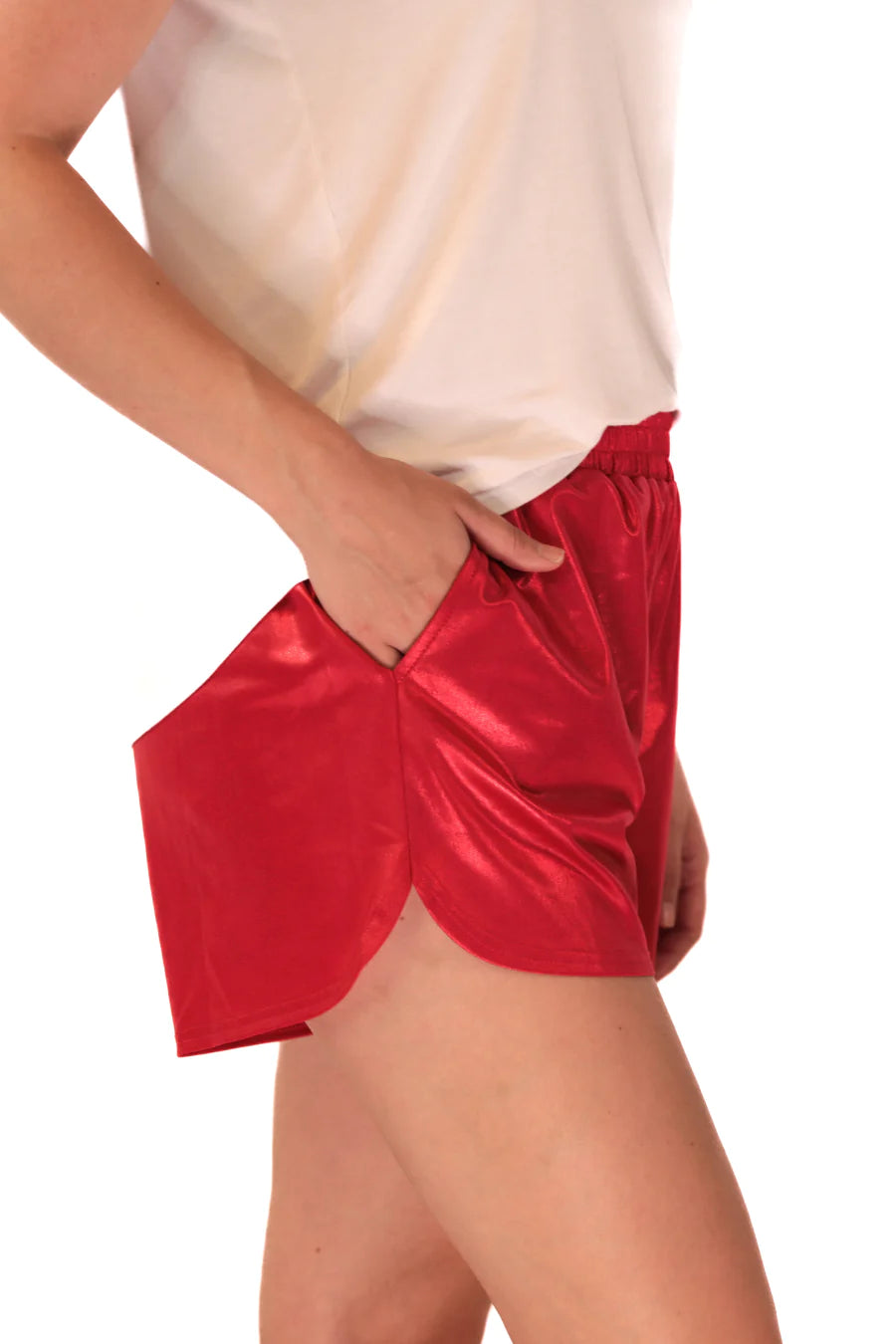 Made to Shine Metallic Shorts - Red