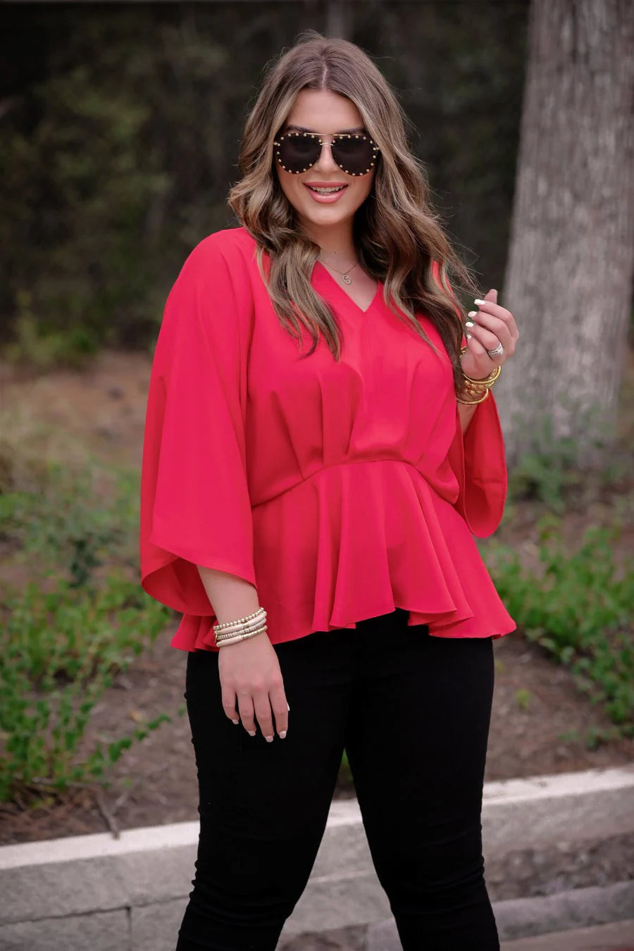 Gia Pleated Top - Red