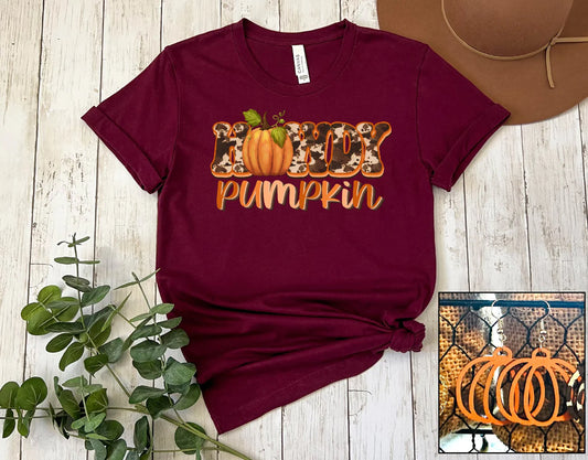 Howdy Pumpkin- Cow Print Tee