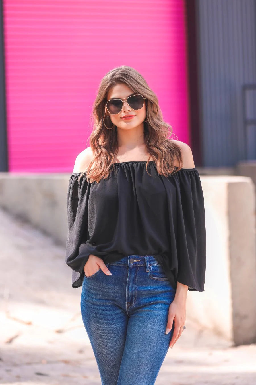 Cold Shoulder Top - Black