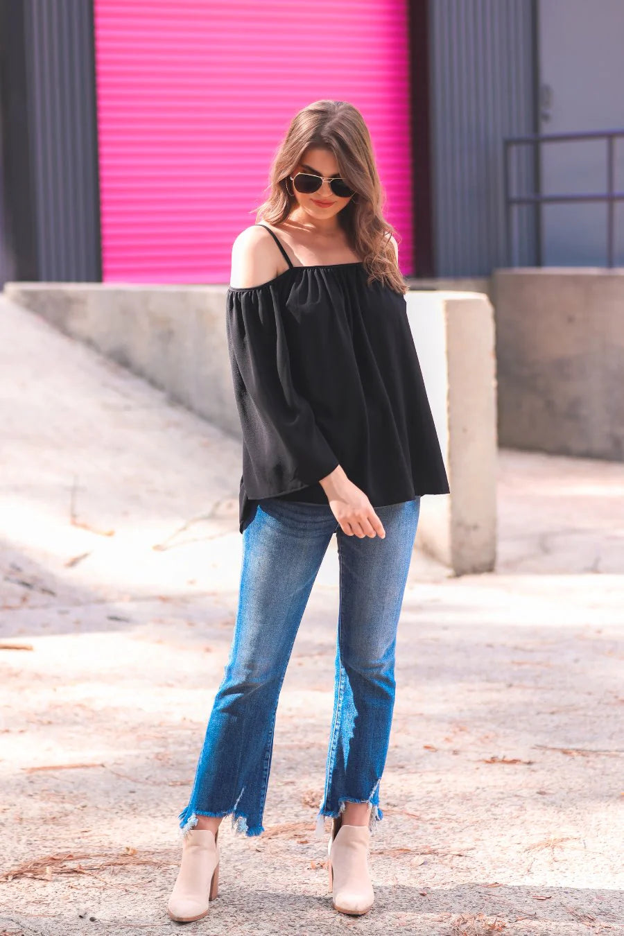 Cold Shoulder Top - Black