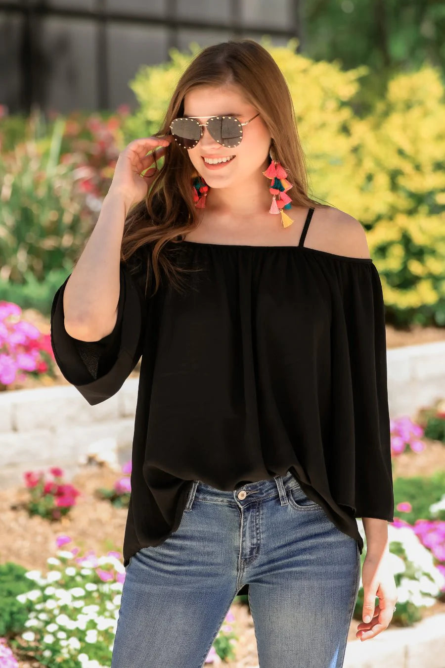 Cold Shoulder Top - Black