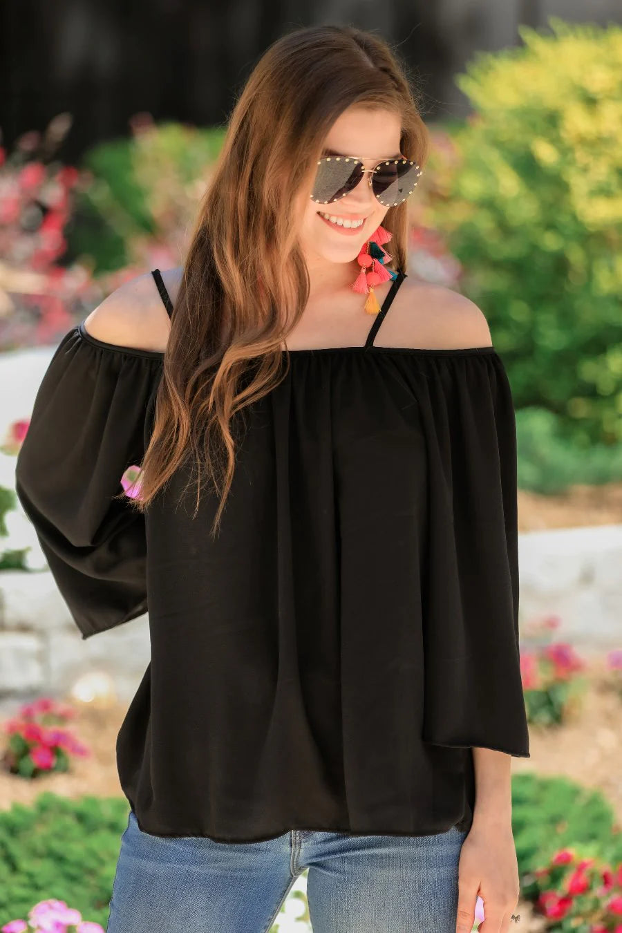 Cold Shoulder Top - Black