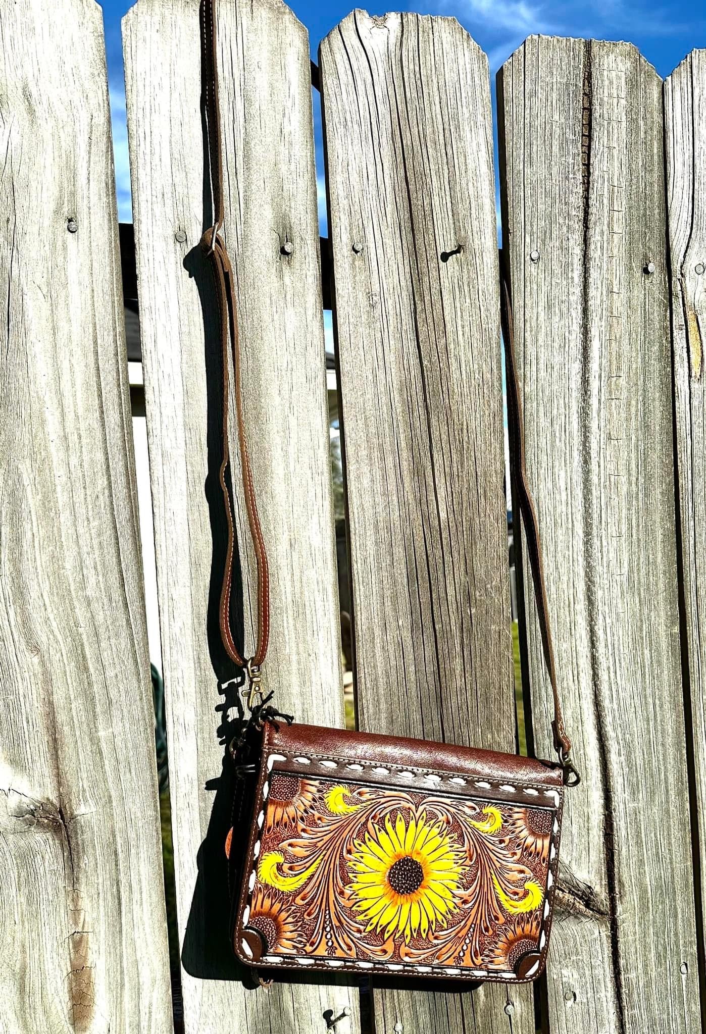 Sunflower Hand Tooled Leather Wallet