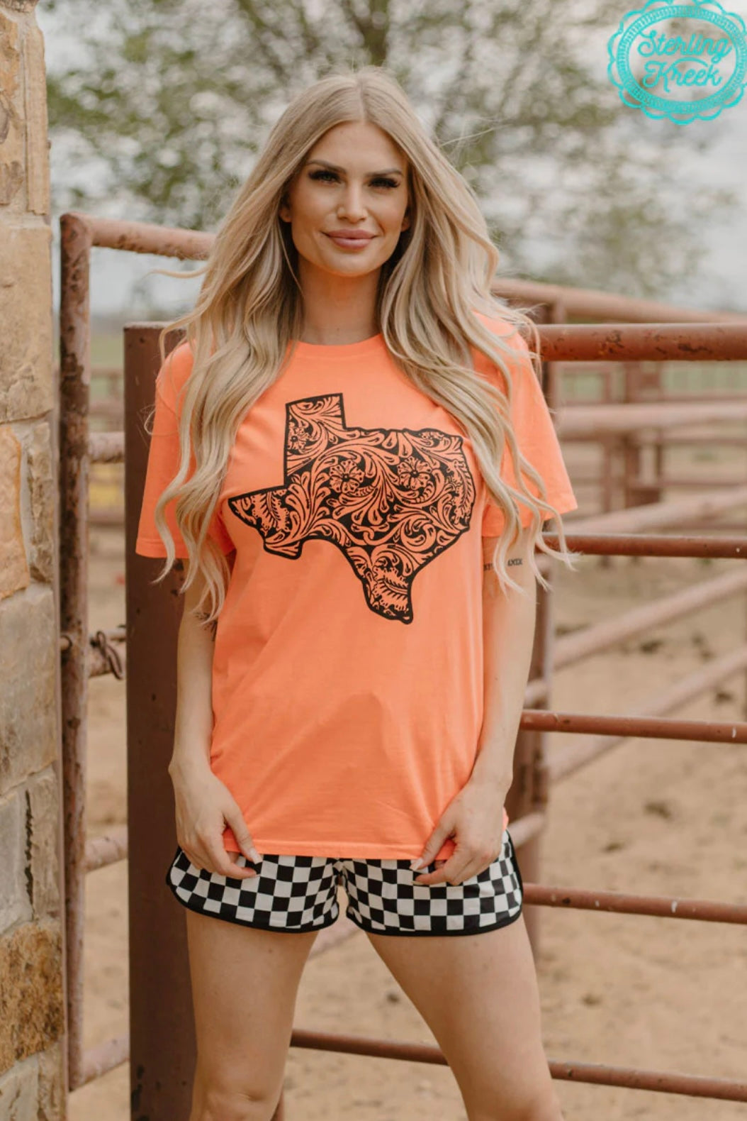 Tooled in Texas - Neon Coral Tee